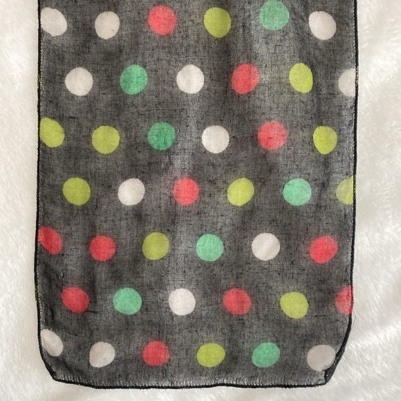 Black sheer colourful polka dot scarf - Picture 7 of 17